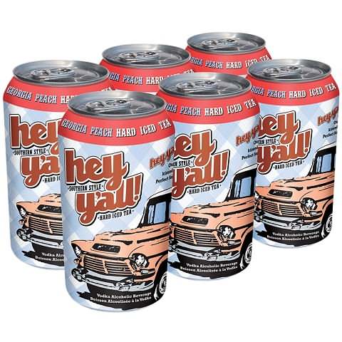 hey y'all georgia peach hard iced tea 341 ml - 6 cans airdrie liquor delivery